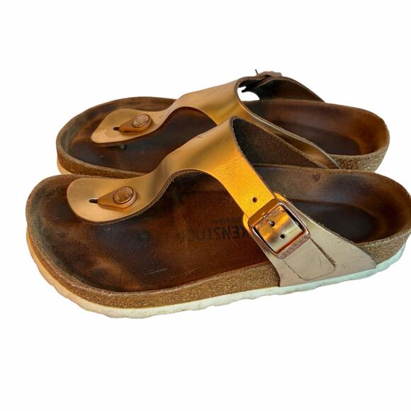Birkenstock Gizeh Metallic Copper Soft Footbed Thong Sandal Wide 37 EU 6-6.5 US - Picture 2 of 16